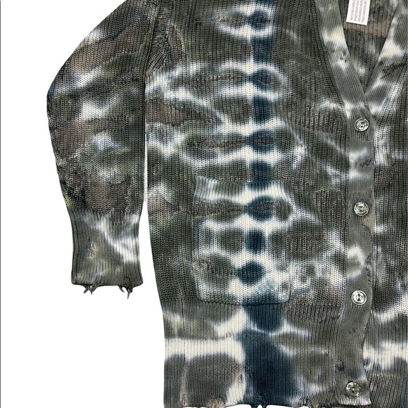 Young Fabulous & Broke Cardigan Sweater Distressed Tie Dye Knit Button Front NEW - Picture 13 of 15